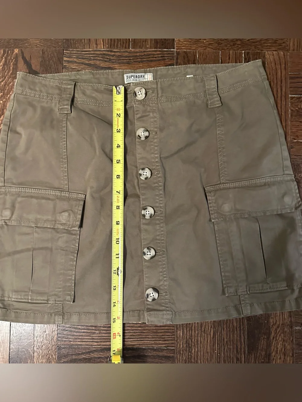 Superdry Utility Cargo Mini Skirt Olive Khaki UK 14 US 10